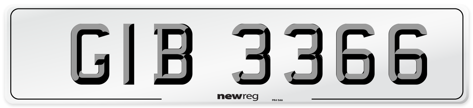 GIB 3366 Number Plate from New Reg